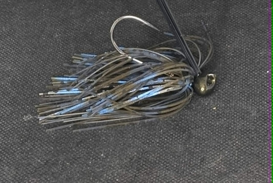 3/8oz. Football Jig Tied in Magic Crawl Blue Swirl